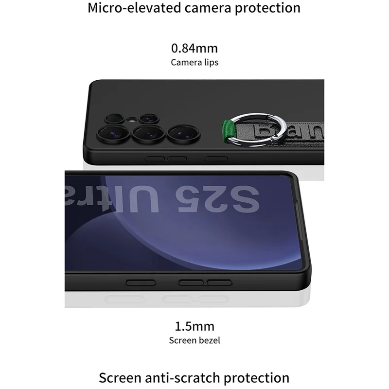 GKK For Samsung Galaxy S25 Ultra Case with Silicone Hand Band Hard PC Phone Back Cover - Black