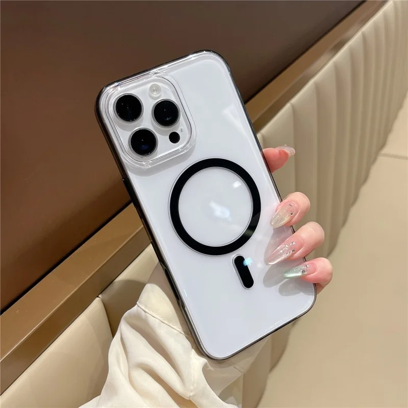 For iPhone 16 Pro Max Case Compatible with MagSafe PC + TPU Clear Phone Cover - Black