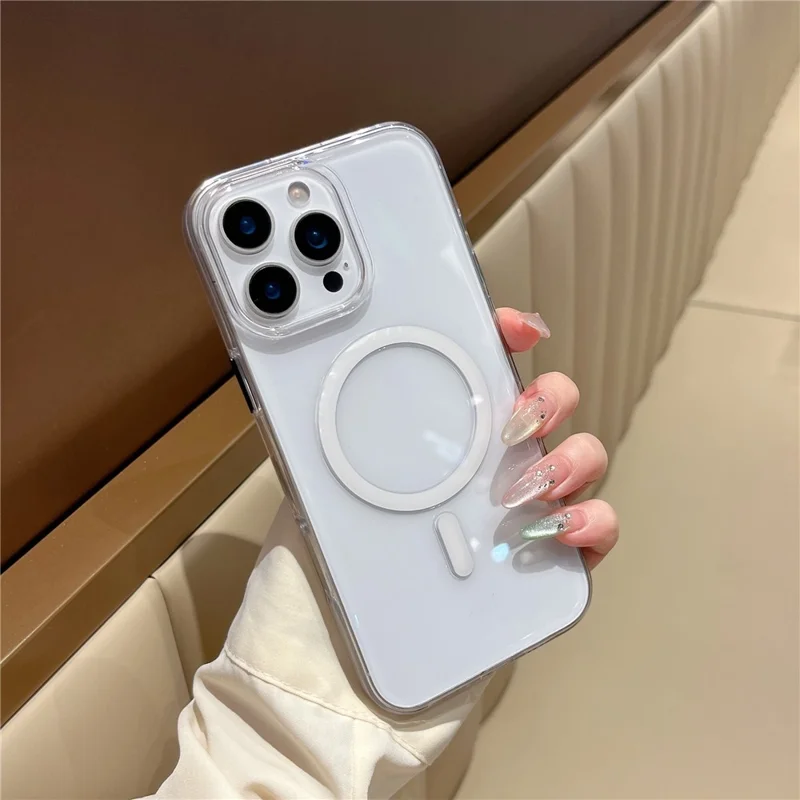For iPhone 16 Pro Max Case Compatible with MagSafe PC + TPU Clear Phone Cover - Transparent