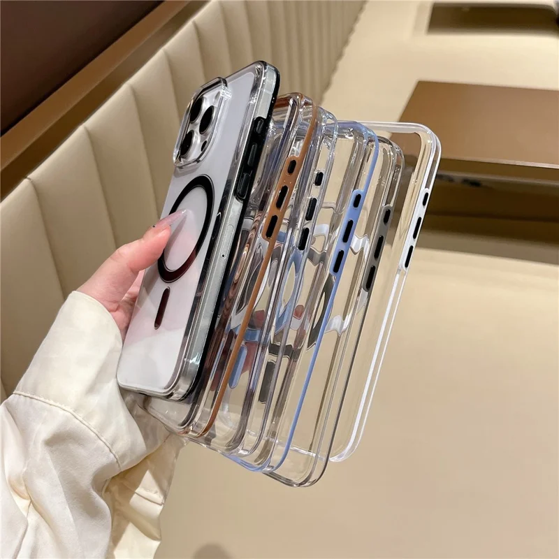 For iPhone 16 Pro Max Case Compatible with MagSafe PC + TPU Clear Phone Cover - Grey