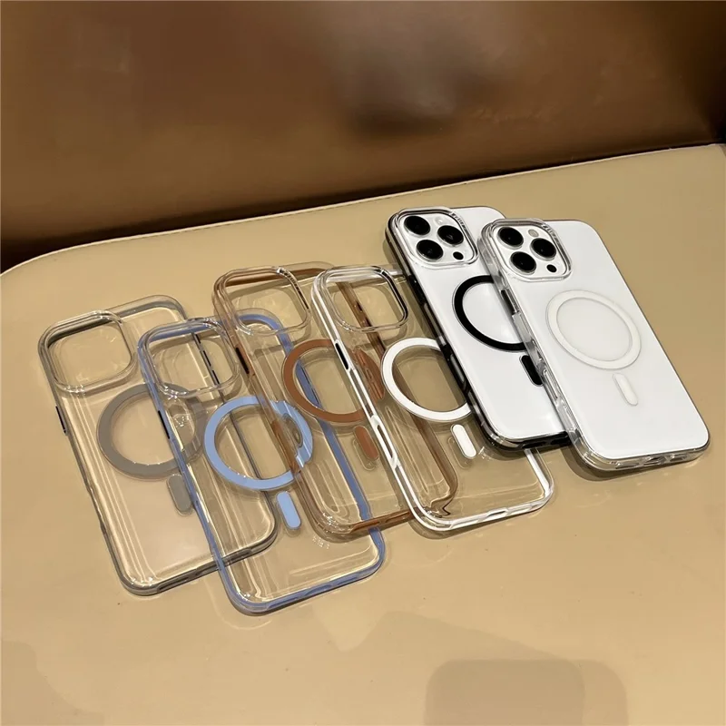 For iPhone 16 Pro Max Case Compatible with MagSafe PC + TPU Clear Phone Cover - Grey