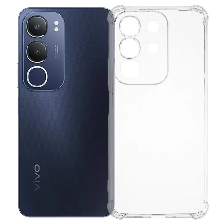Funda para teléfono vivo Y29 4G / T4x 5G con refuerzo en las cuatro esquinas, antideslizante, transparente de TPU