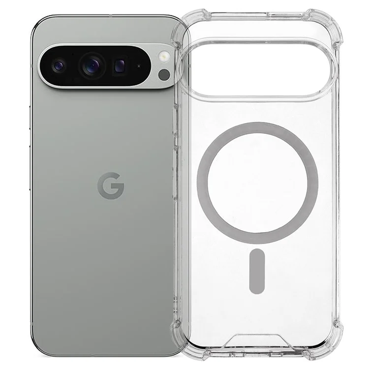 Чехол для Google Pixel 9 Pro XL, совместимый с MagSafe, противоударный прозрачный задний защитный чехол (1,5 мм)