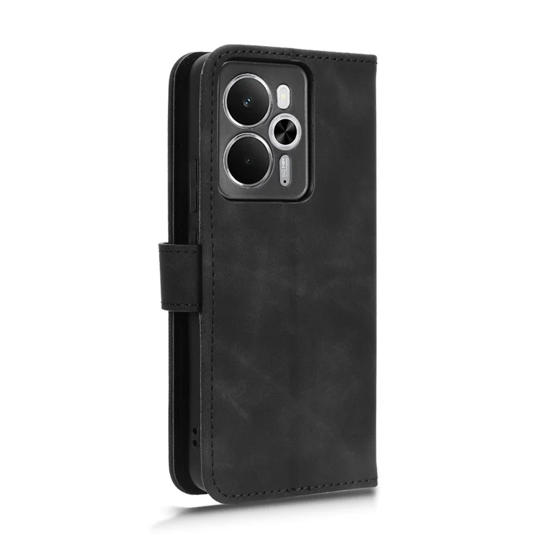 For Realme 14 5G Leather Case Skin Feel Anti Drop Wallet Flip Phone Cover - Black