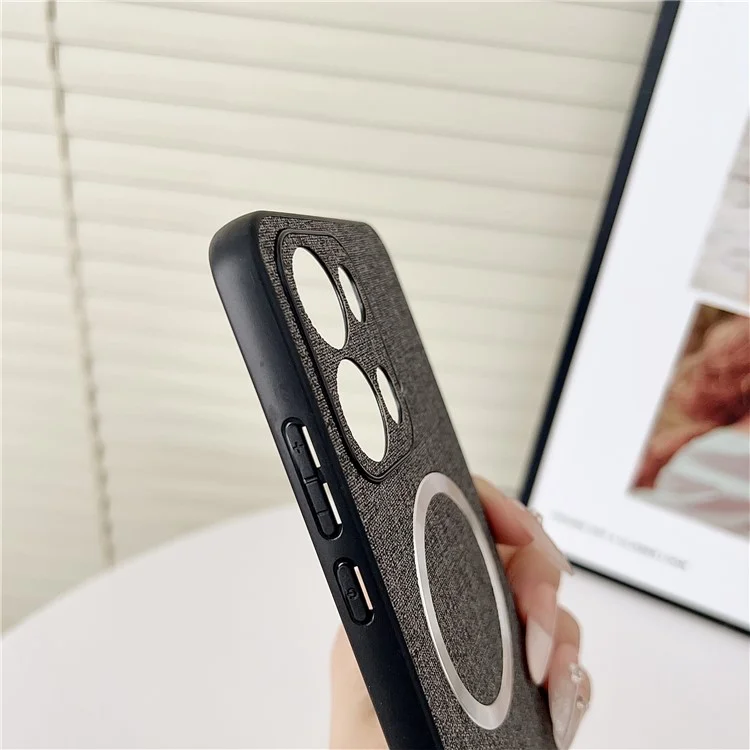 For Oppo Reno13 Pro 5G Case Drop-Proof TPU + Cloth Back Phone Cover Compatible with MagSafe - Green