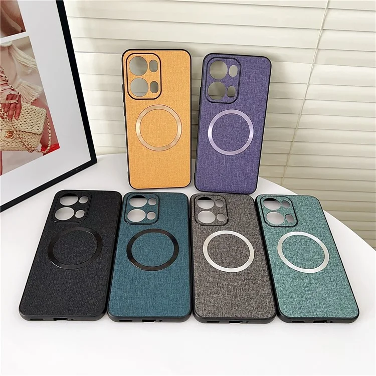 For Oppo Reno13 Pro 5G Case Drop-Proof TPU + Cloth Back Phone Cover Compatible with MagSafe - Green