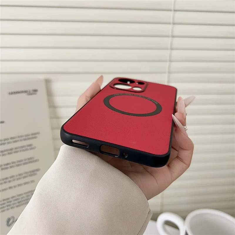 Чехол для Oppo Reno13 Pro 5G с противоударной защитой из искусственной кожи + TPU, совместимый с MagSafe - Белый