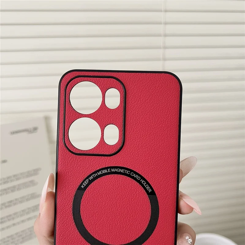 Чехол для Oppo Reno13 Pro 5G с противоударной защитой из искусственной кожи + TPU, совместимый с MagSafe - Белый