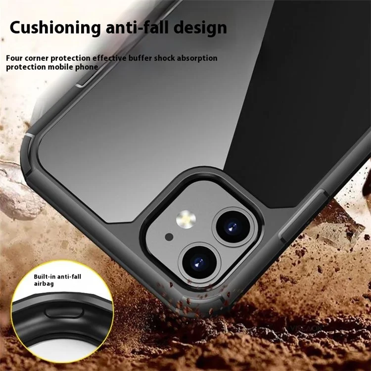 Чехол для iPhone 11 с противоцарапинным TPU + PC прозрачной задней крышкой - Черный