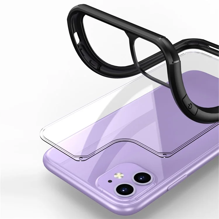Чехол для iPhone 11 с противоцарапинным TPU + PC прозрачной задней крышкой - Черный