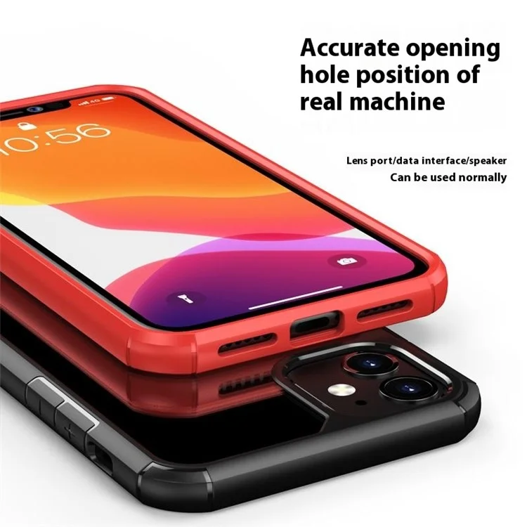 Чехол для iPhone 11 с противоцарапинным TPU + PC прозрачной задней крышкой - Черный