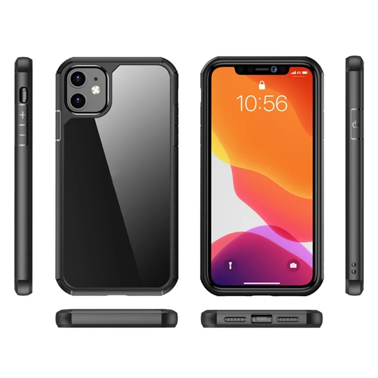 Чехол для iPhone 11 с противоцарапинным TPU + PC прозрачной задней крышкой - Черный