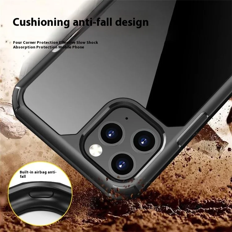 Coque pour iPhone 11 Pro Max Antidérapante TPU + PC Coque Arrière Transparente - Noir