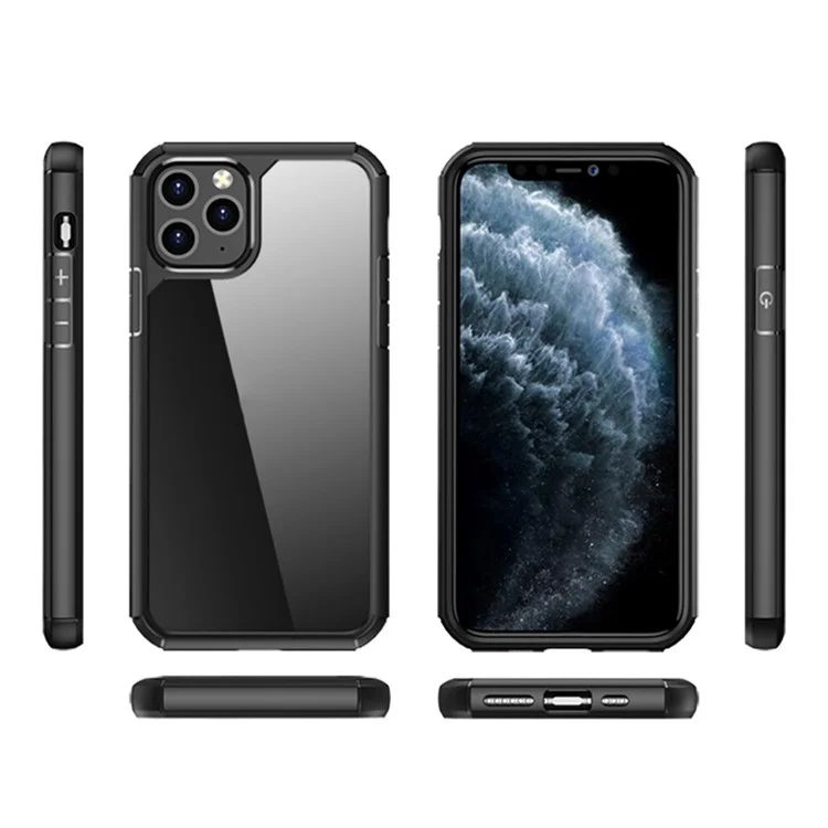 Coque pour iPhone 11 Pro Max Antidérapante TPU + PC Coque Arrière Transparente - Noir