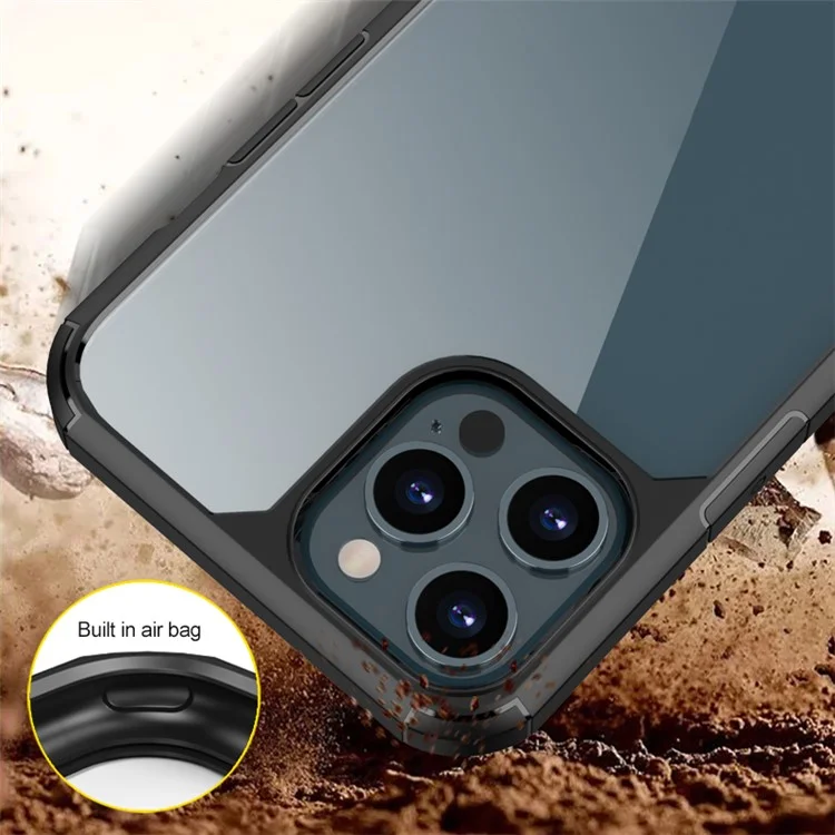 Cover per iPhone 12 Pro Max Antigraffio TPU + PC Trasparente Posteriore - Nero