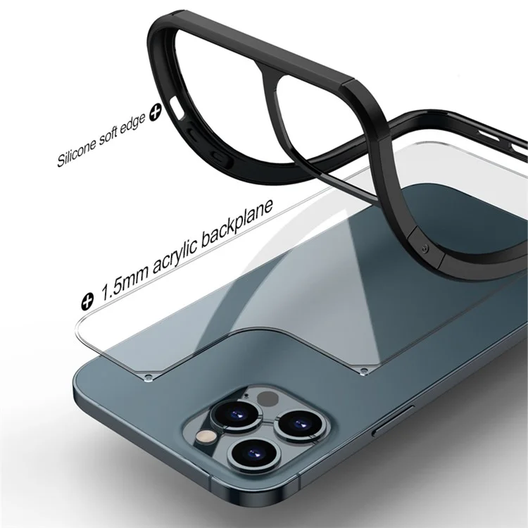 Cover per iPhone 12 Pro Max Antigraffio TPU + PC Trasparente Posteriore - Nero