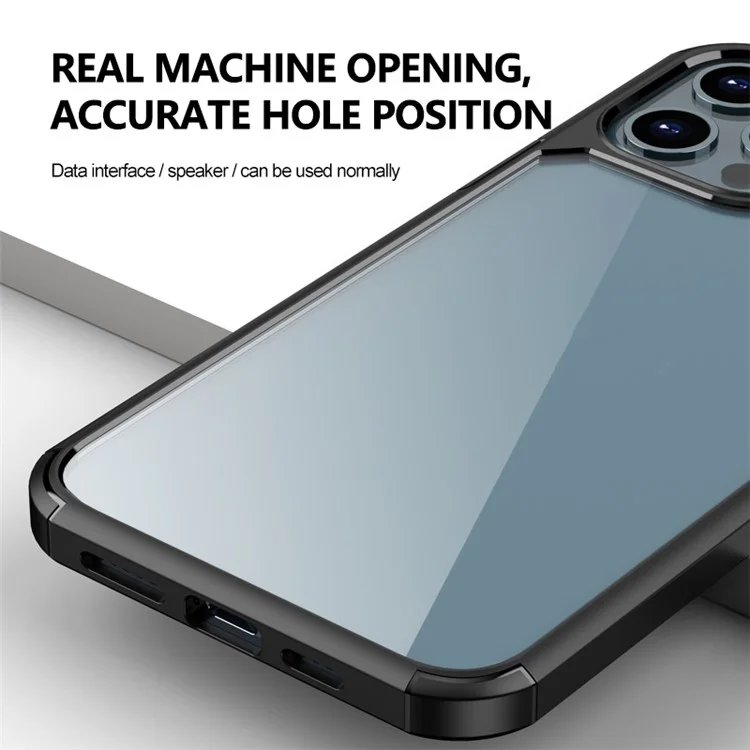 Cover per iPhone 12 Pro Max Antigraffio TPU + PC Trasparente Posteriore - Nero