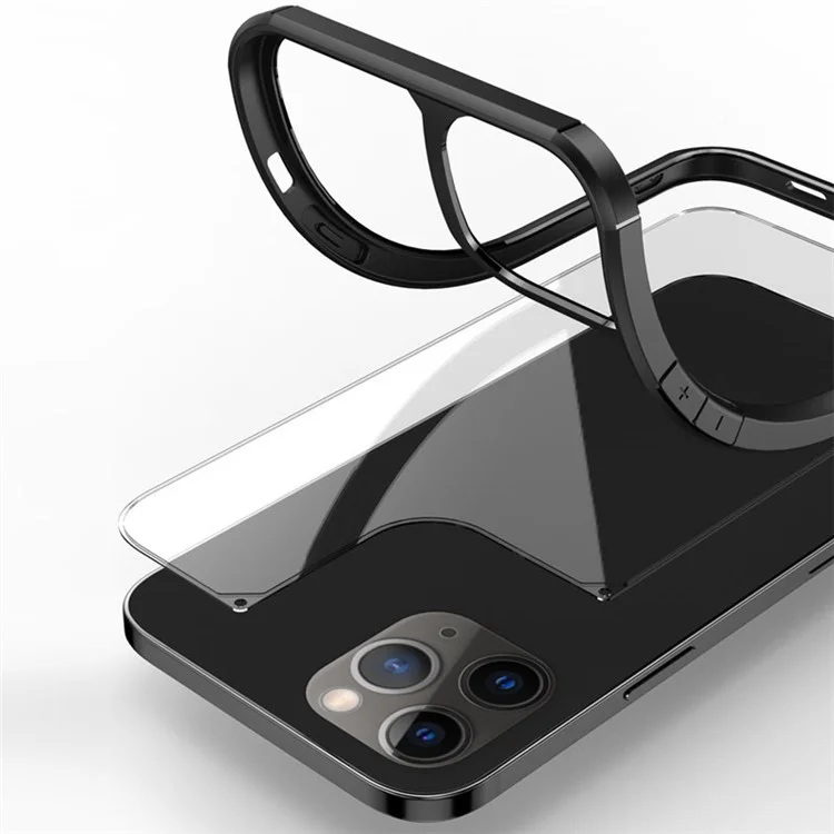 Cover per iPhone 12 / 12 Pro Antigraffio TPU + PC Trasparente - Nero