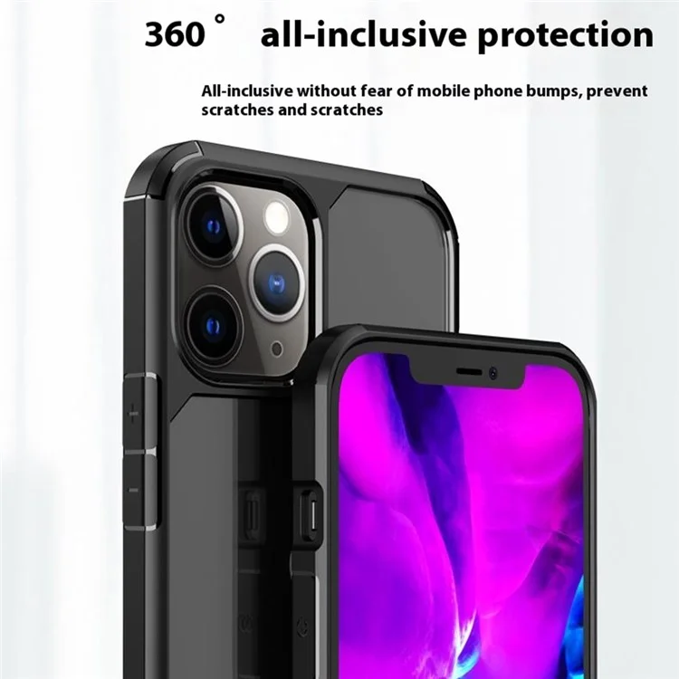 Cover per iPhone 12 / 12 Pro Antigraffio TPU + PC Trasparente - Nero