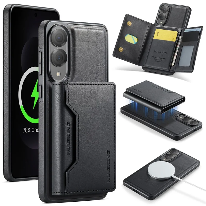 MAGKING K2 Serie Cover per Samsung Galaxy S25 Edge Compatibile con MagSafe in PC + TPU + PU - Nero
