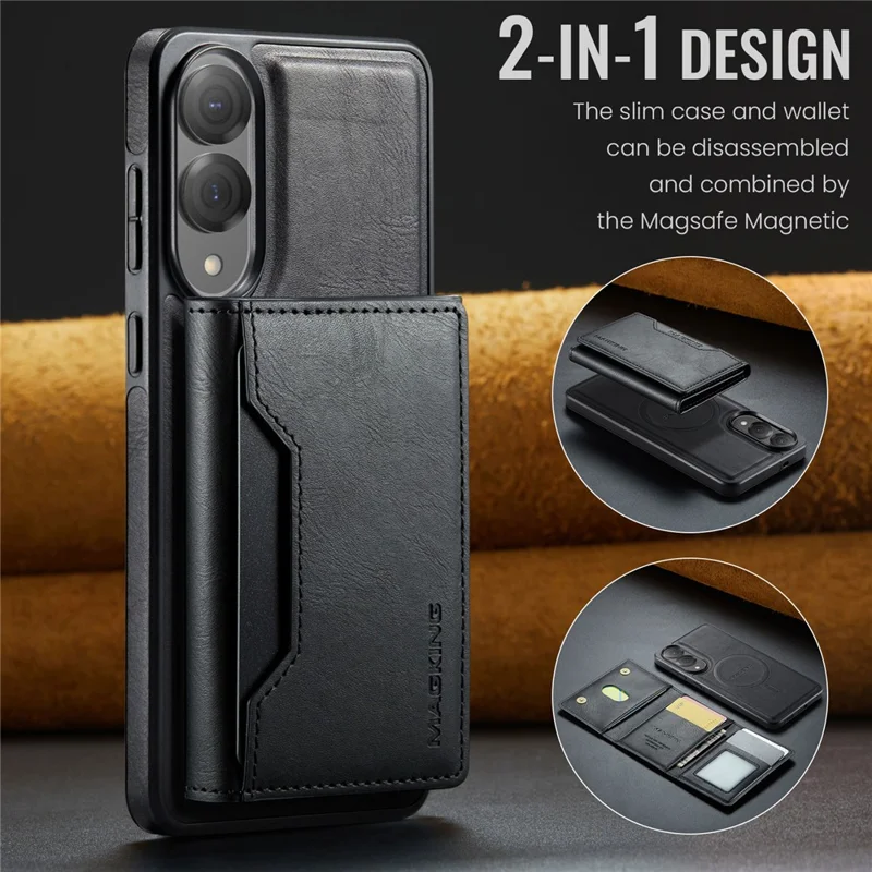 MAGKING K2 Serie Cover per Samsung Galaxy S25 Edge Compatibile con MagSafe in PC + TPU + PU - Nero