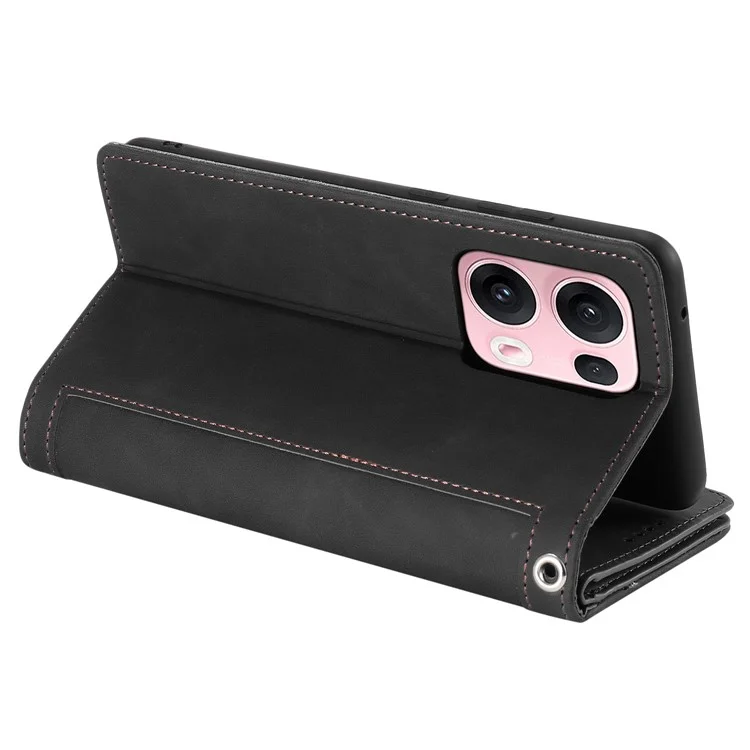 Cover per Oppo Reno13 Pro 5G in Pelle PU con Portafoglio Cerniera 9 Slot per Carte - Nero
