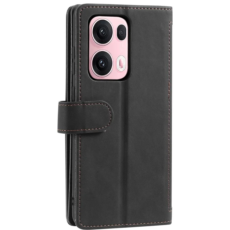 Cover per Oppo Reno13 Pro 5G in Pelle PU con Portafoglio Cerniera 9 Slot per Carte - Nero