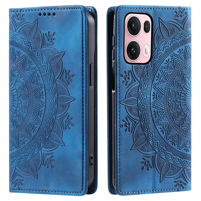 Style-010 For Oppo Reno13 Pro 5G Case Magnetic Closing Leather Phone Cover Pattern Imprinted - Blue