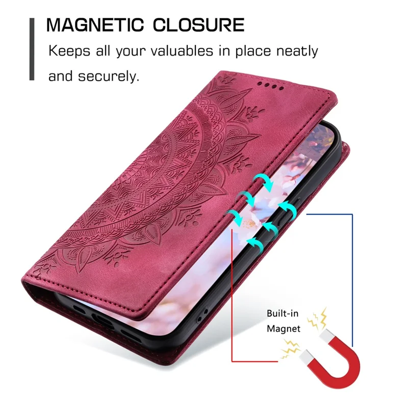 Style-010 For Oppo Reno13 Pro 5G Case Magnetic Closing Leather Phone Cover Pattern Imprinted - Rose