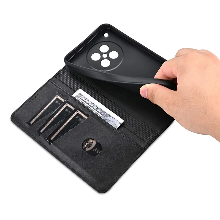 AZNS Para Oppo Find X8s 5G Capa de Couro Bovino Texturizado de Couro PU Carteira para Celular - Preto