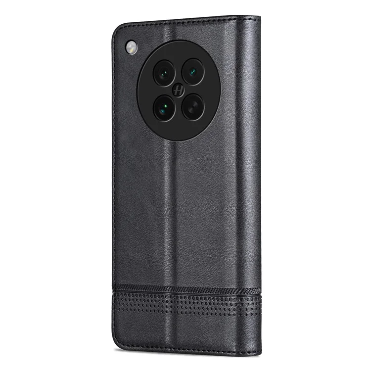 AZNS Para Oppo Find X8s 5G Capa de Couro Bovino Texturizado de Couro PU Carteira para Celular - Preto
