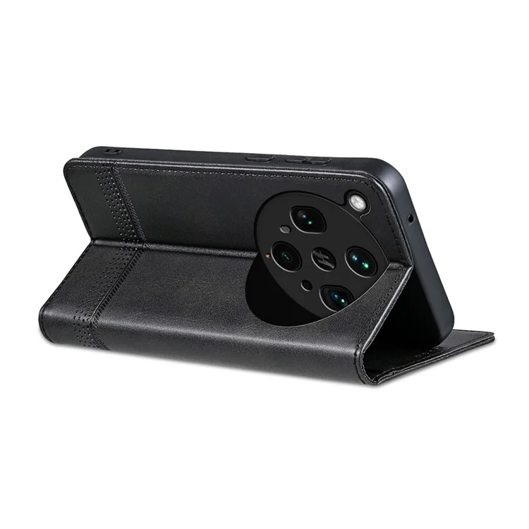 AZNS Für Oppo Find X8 Ultra 5G Hülle aus Rindsleder-Optik PU-Leder Brieftasche Handyhülle - Schwarz