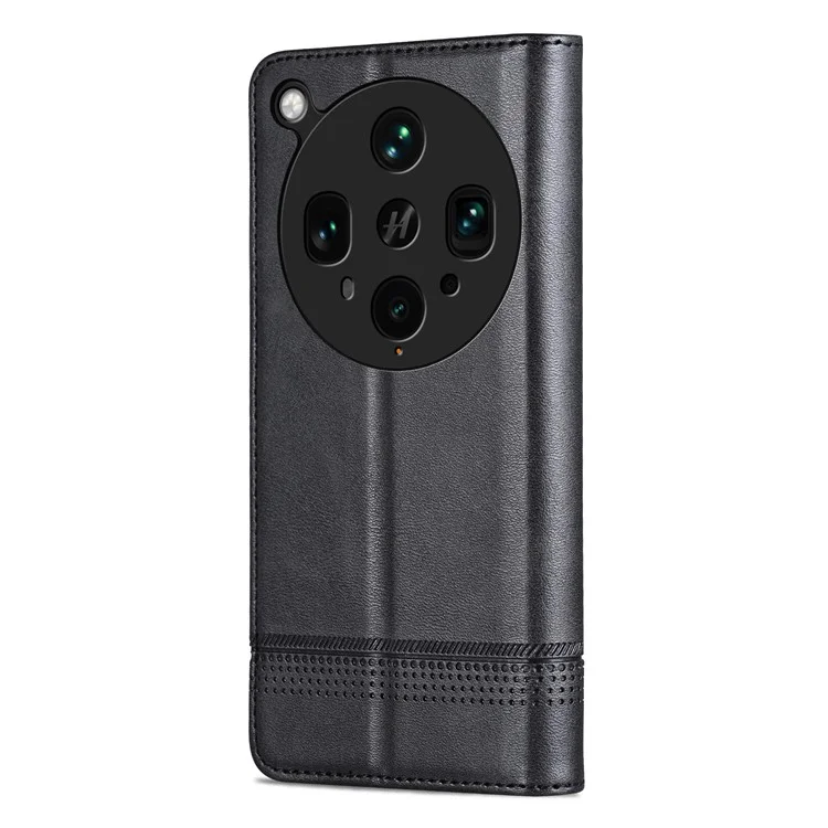 AZNS Für Oppo Find X8 Ultra 5G Hülle aus Rindsleder-Optik PU-Leder Brieftasche Handyhülle - Schwarz