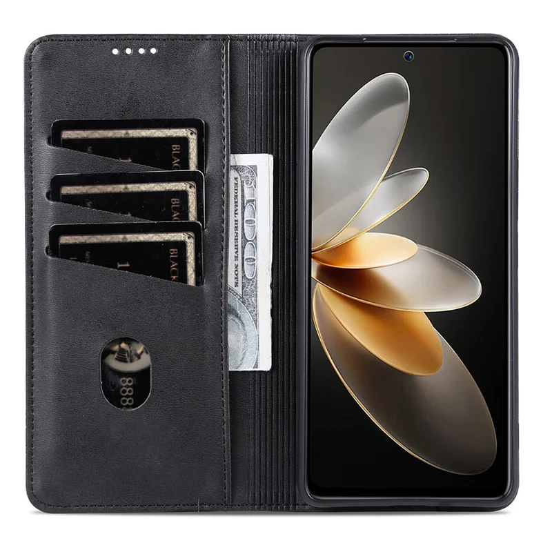 AZNS för Oppo Find X8s+ 5G skal med strukturerad läderimitation Lådtelefonskal med plånbok - Svart