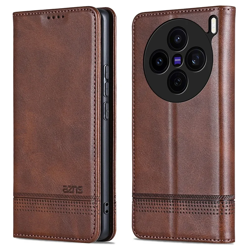 AZNS For vivo X200s 5G Case Cowhide Texture PU Leather Wallet Phone Cover - Coffee
