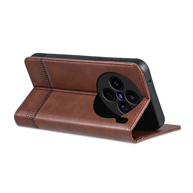 AZNS For vivo X200s 5G Case Cowhide Texture PU Leather Wallet Phone Cover - Coffee
