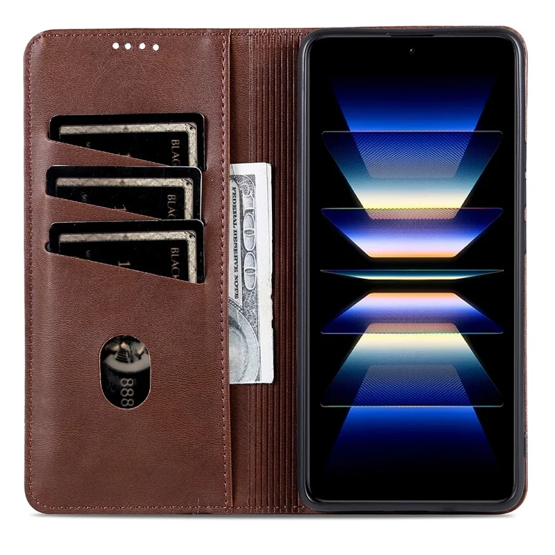 AZNS For vivo X200s 5G Case Cowhide Texture PU Leather Wallet Phone Cover - Coffee