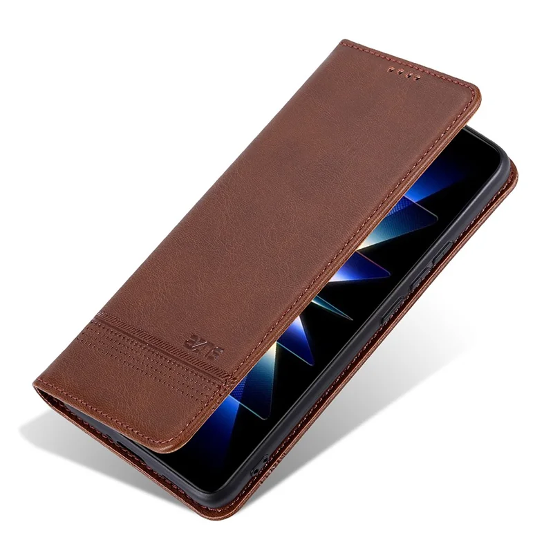 AZNS For vivo X200s 5G Case Cowhide Texture PU Leather Wallet Phone Cover - Coffee