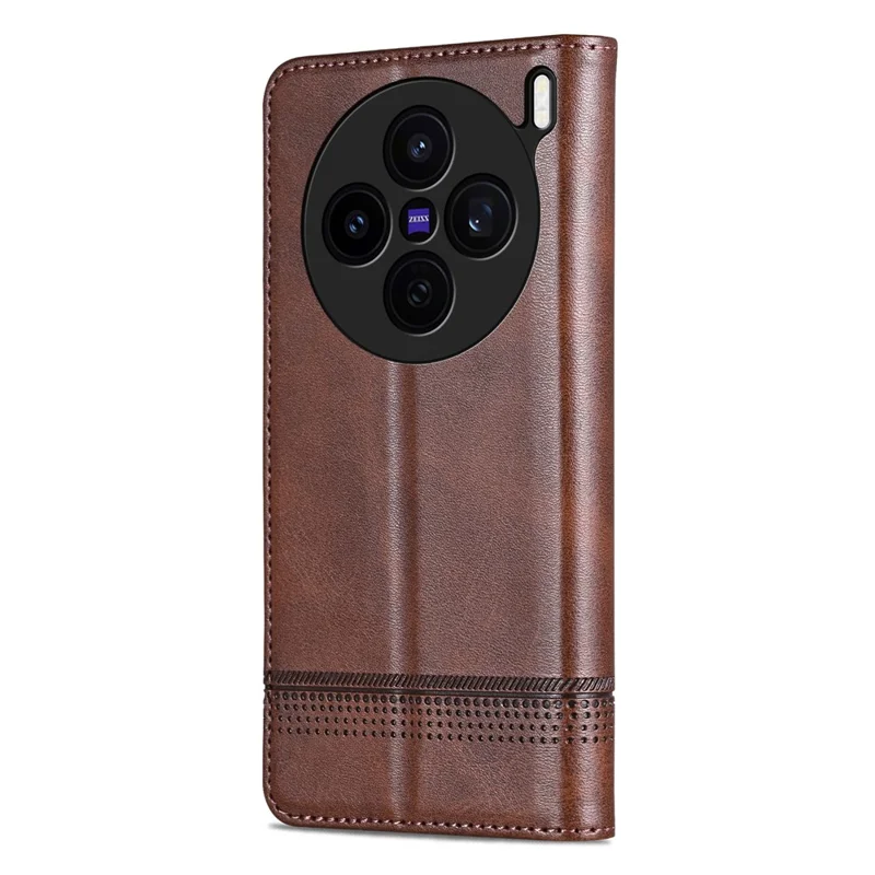 AZNS For vivo X200s 5G Case Cowhide Texture PU Leather Wallet Phone Cover - Coffee