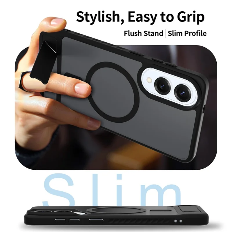 Bulk Purchasing For Samsung Galaxy S25 Edge Case Compatible with MagSafe Kickstand Skin Touch Phone Cover - Black