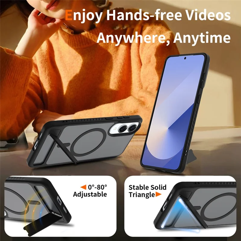 Bulk Purchasing For Samsung Galaxy S25 Edge Case Compatible with MagSafe Kickstand Skin Touch Phone Cover - Black