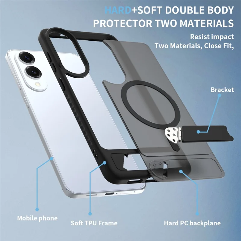 Bulk Purchasing For Samsung Galaxy S25 Edge Case Compatible with MagSafe Kickstand Skin Touch Phone Cover - Black