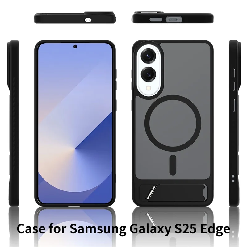 Bulk Purchasing For Samsung Galaxy S25 Edge Case Compatible with MagSafe Kickstand Skin Touch Phone Cover - Black