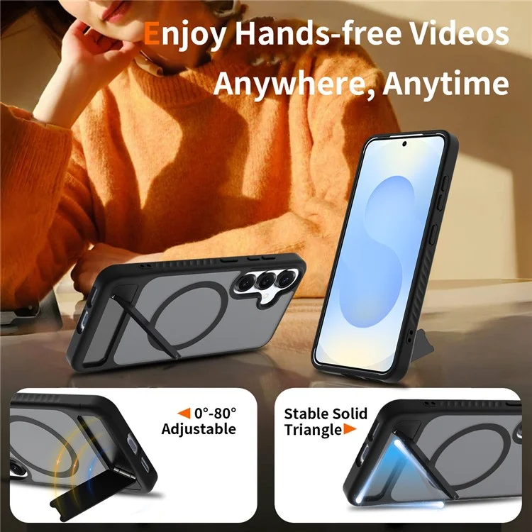 Оптовая закупка чехлов для Samsung Galaxy S25 / S24, совместимых с MagSafe, с подставкой и мягким покрытием - Черный