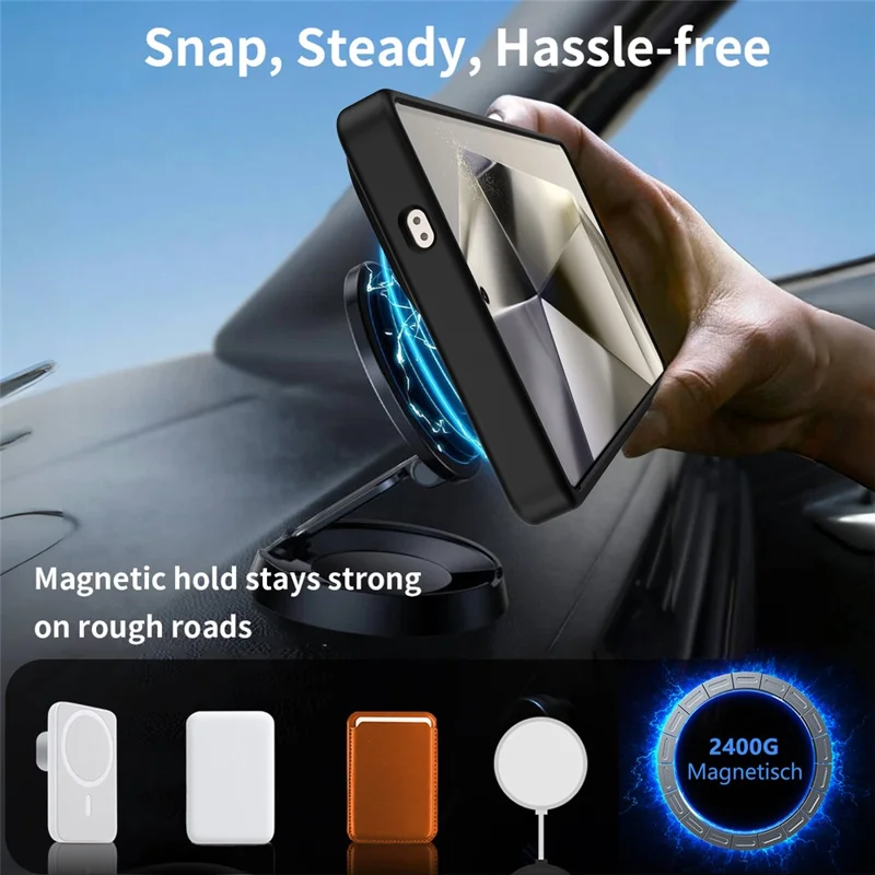 Compra a granel para funda Samsung Galaxy S24 Ultra compatible con MagSafe con soporte plegable y acabado táctil - Negro