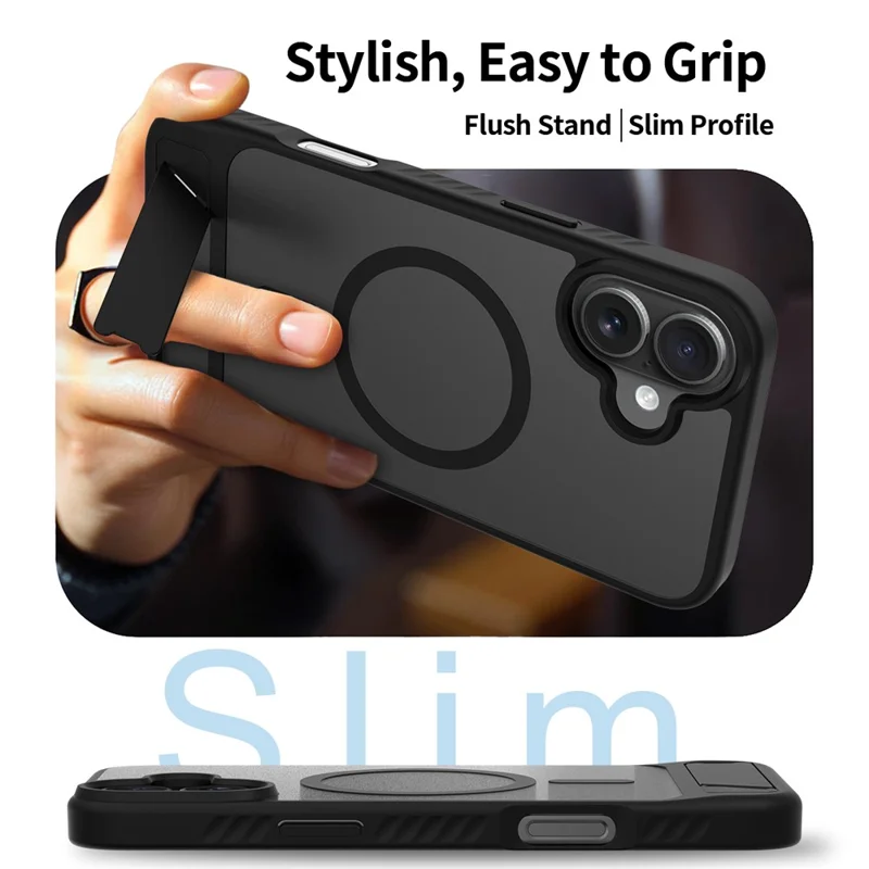 Bulk Purchasing For iPhone 16 Plus Case Compatible with MagSafe Kickstand Skin Touch Phone Cover - Black