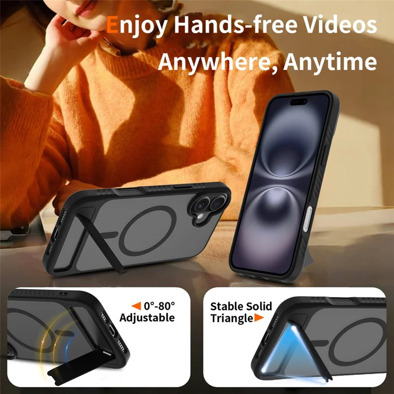 Bulk Purchasing For iPhone 16 Plus Case Compatible with MagSafe Kickstand Skin Touch Phone Cover - Black