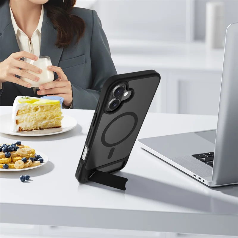 Bulk Purchasing For iPhone 16 Plus Case Compatible with MagSafe Kickstand Skin Touch Phone Cover - Black