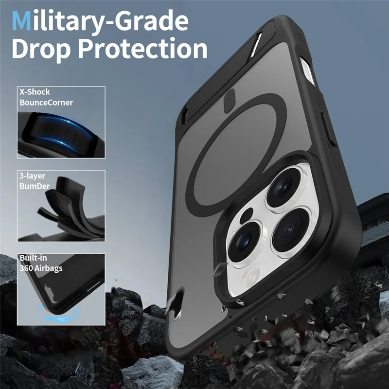 Bulk Purchasing For iPhone 16 Pro Case Compatible with MagSafe Kickstand Skin Touch Phone Cover - Black