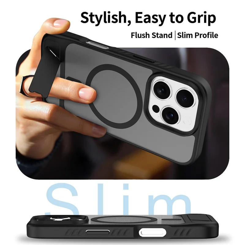 Bulk Purchasing For iPhone 16 Pro Case Compatible with MagSafe Kickstand Skin Touch Phone Cover - Black